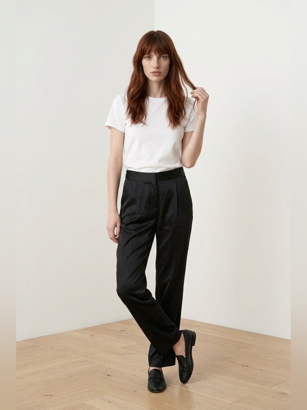 Vince Camuto Black Satin Straight‑Leg Dress Pants Size 14